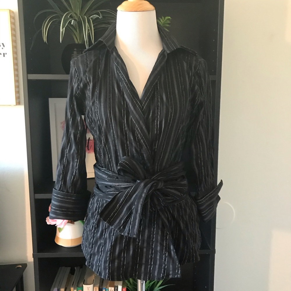 ZARA metallic thread blouse. S